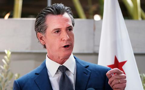 California Governor Gavin Newsom answers questions at a news conference in Los Angeles, on June 9, 2022.