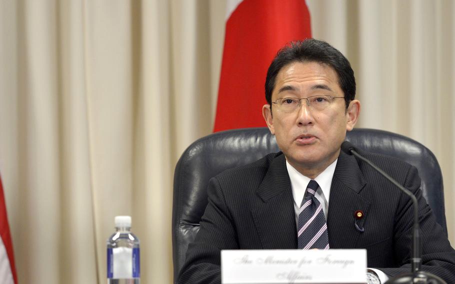 Fumio Kishida, seen here at the Pentagon in 2015, was sworn in as Japan's prime minister, Monday, Oct. 4, 2021. 