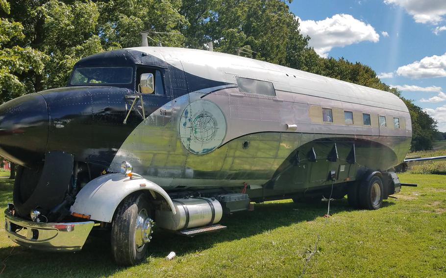 The Fabulous Flamingo, a World War II-era RD4 transporter plane that was converted into a motor home by Air Force retiree Gino Lucci, is 38 feet long, legal to drive in the U.S., and can reach speeds of up to 70 mph.