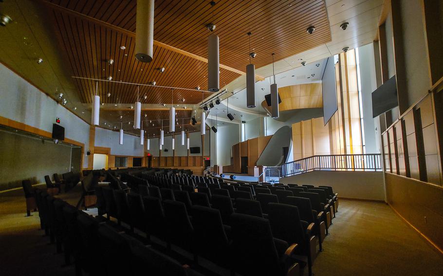 The new chapel at Osan Air Base, South Korea, replaces its worn-out, demolished predecessor with a sanctuary that seats 306 and room for overflow. 