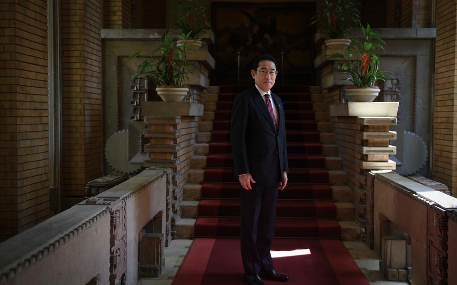 Fumio Kishida, Prime Minister of Japan at his residence in Tokyo,  Japan on Sunday, April 7, 2024. 