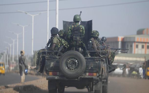 Troops in a truck.