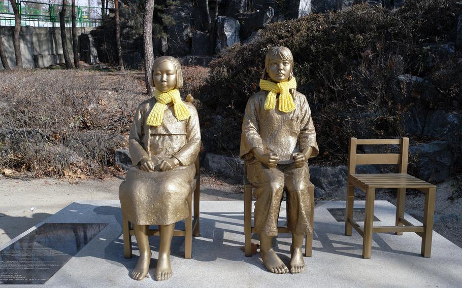 Statues of Peace have been erected in South Korea and other countries to honor the victims of sexual slavery, known euphemistically as comfort women, by the Japanese military during World War II.