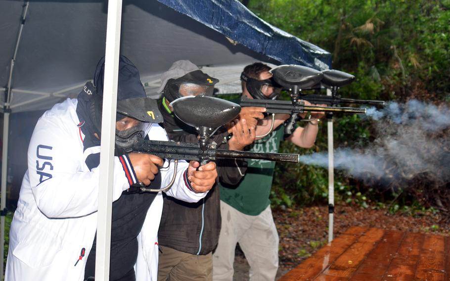 Tama Hills Recreaton Area in Tokyo recently created a paintball target-shooting range where guests can test their aim on rubber ducks, tin cans, an old frying pan and other objects.