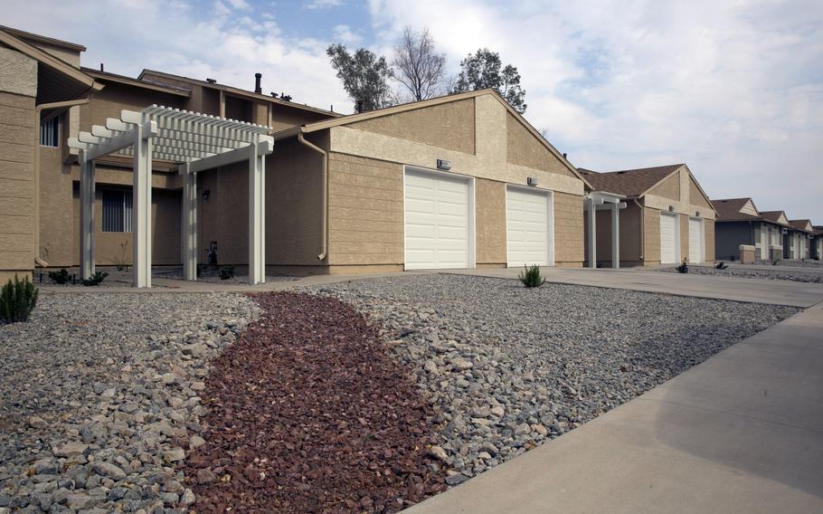 Newly renovated family housing at Marine Corps Air Ground Combat Center, Twentynine Palms, Calif., in 2016. Marines gave base housing a C+ overall in the latest servicewide tenant satisfaction survey.