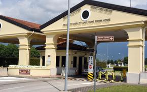 The main entrance gate at Aviano Air Base, Italy.