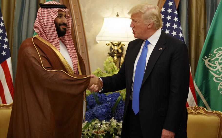 President Donald Trump meets Crown Prince MBS.