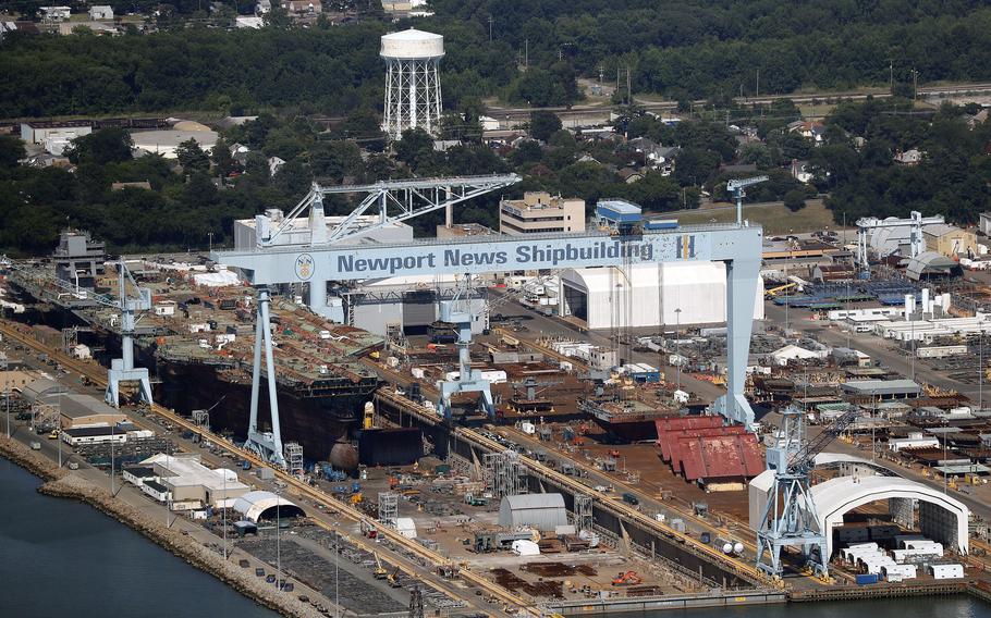 Newport News Shipbuilding is seen from above in 2019.