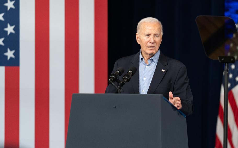 President Joe Biden speaks at a campaign event at Pullman Yards in Atlanta, on March 9, 2024.