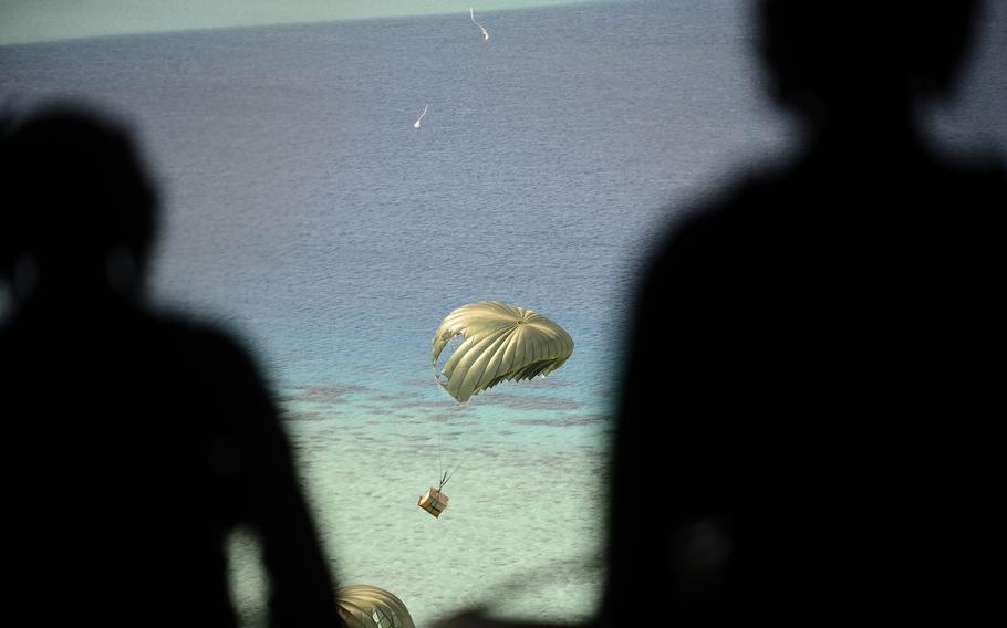 During Operation Christmas Drop, airmen parachute large bundles of donated food, clothing, tools, toiletries, toys and other supplies to thousands of people living on more than 55 tiny Pacific islands. 