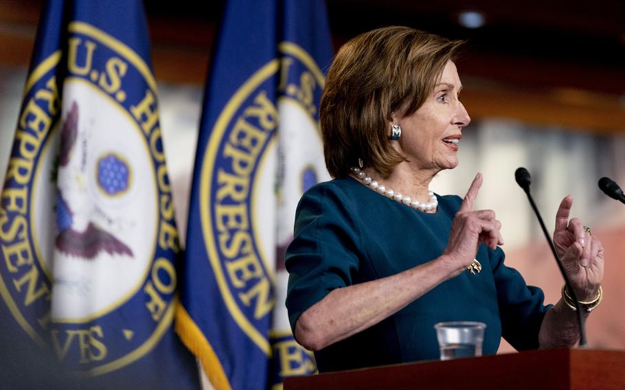 House Speaker Nancy Pelosi of Calif., speaks during a news conference on Capitol Hill in Washington, Thursday, Oct. 28, 2021. 