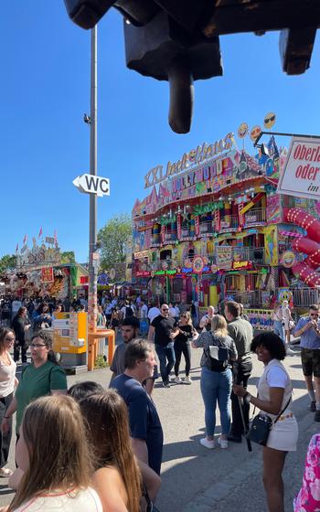 Crowd of people in front of an attraction at the fest