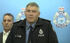 In this image from a video, Western Australian Police Commissioner Col Blanch speaks at a press conference in Perth, Australia Sunday, May 5, 2024. A 16-year-old boy armed with a knife was shot dead by police after he stabbed a man in the Australian west coast city of Perth, officials said Sunday.