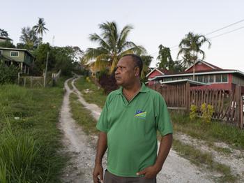 Malaita Premier Daniel Suidani stands outside his office in the town of Auki. Suidani refuses to recognize China in preference to Taiwan. This puts him at odds with the national government. 