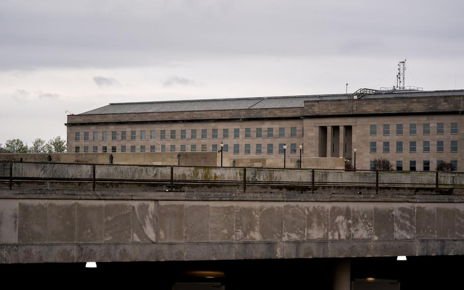 The Pentagon building is seen in Arlington, Va., on April 9, 2021. 