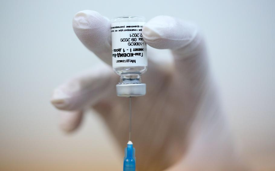 A heath worker draws the ‘Gam-COVID-Vac’, also known as ‘Sputnik V’, COVID-19 vaccine, developed by the Gamaleya National Research Center for Epidemiology and Microbiology and the Russian Direct Investment Fund (RDIF) at a clinic in Moscow on Sept. 23, 2020.