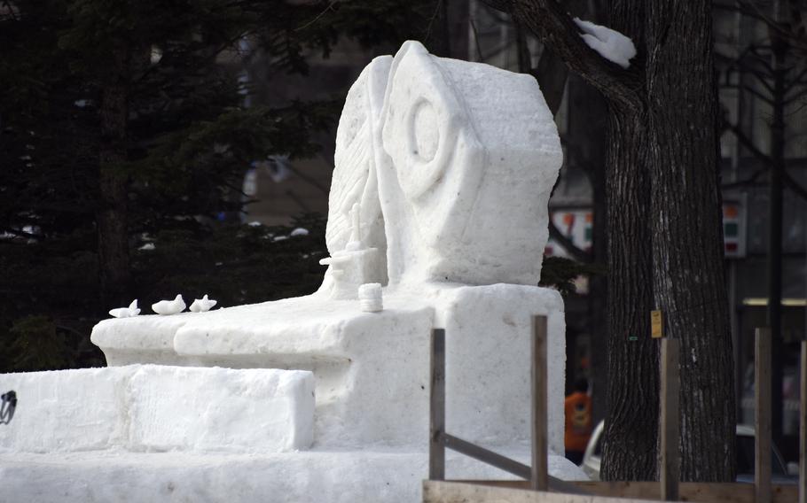 A team of U.S. sailors from Naval Air Facility Misawa crafted their rendition of the USS Gerald R. Ford for this year’s Sapporo Snow Festival in Hokkaido, Japan.