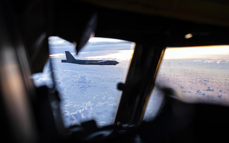A B-52H Stratofortress assigned to the 2nd Bomb Wing at Barksdale Air Force Base, La., returns to base after an Indo-Pacific mission, Sept. 9, 2021. 