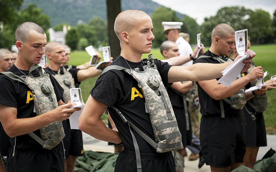 Approximately 1,200 candidates of the Class of 2026 report to the U.S. Military Academy at West Point, N.Y., for Reception Day on June 27, 2022. The new cadets receive detailed instruction from members of the cadet cadre, begin to learn from their New Cadet Handbook for Cadet Basic Training 2022 and receive a regulation Army haircut at the academy.