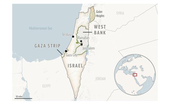 This is a locator map of Israel and the Palestinian Territories. (AP Photo)