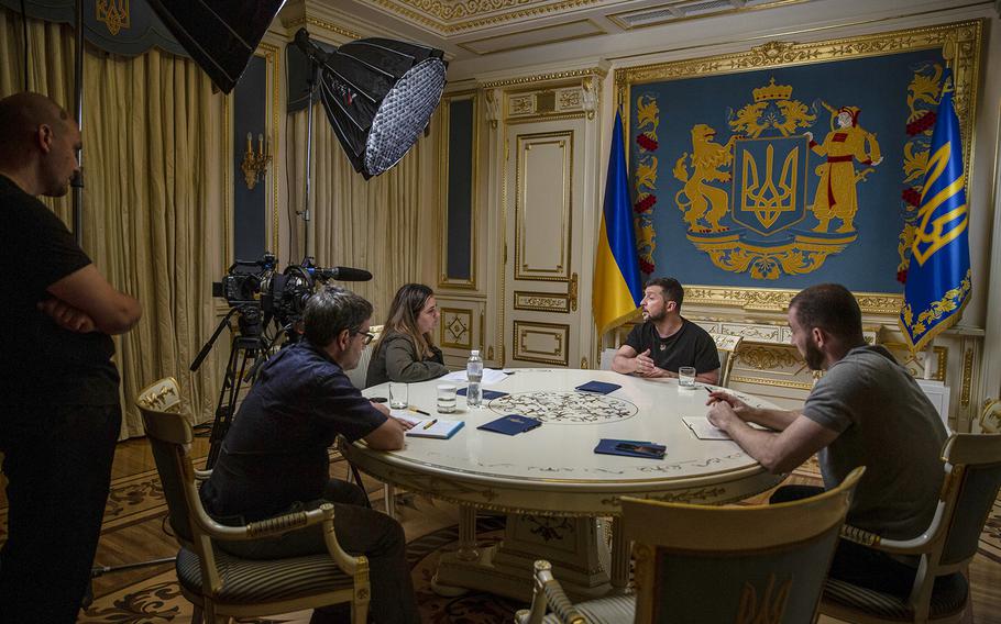 Ukrainian President Volodymyr Zelenskyy, seen at his office in Kyiv this month, said Ukraine was “as strong as we could be” when the Russian invasion began. 