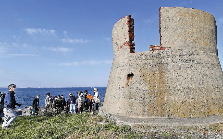 A concrete structure, believed to have served as an observation deck, is seen in November on the premises of No. 2 Sea Fort. 