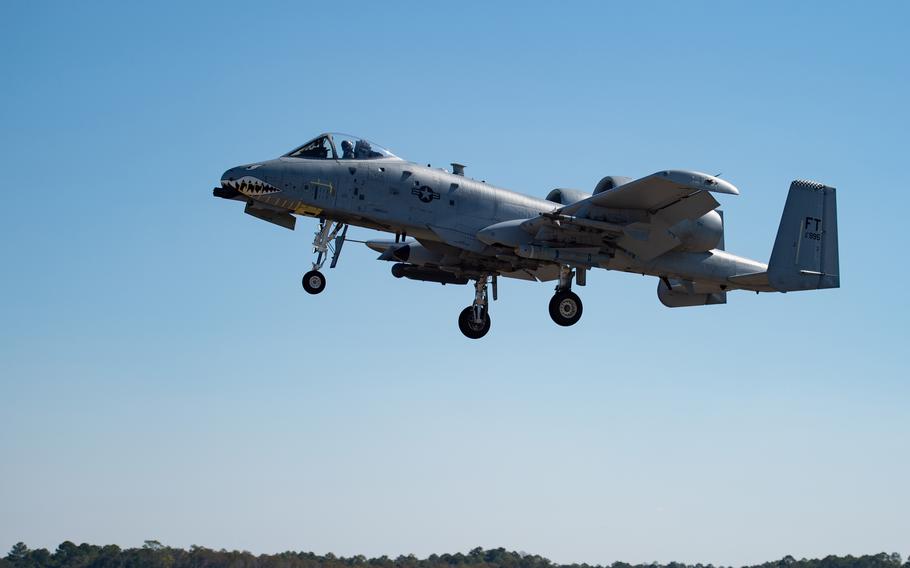 Air Force Capt. Taylor Bye lands an A-10C Thunderbolt II, tail-995 at Moody Air Force Base, Ga., Nov. 3, 2021. Bye landed his first flight on the plane since his restorations after a crash landing in April 2020. She was presented with the 2020 Koren Kolligian Jr. Trophy by Air Force Chief of Staff Gen. CQ Brown Jr. at the Pentagon May 11, 2022.