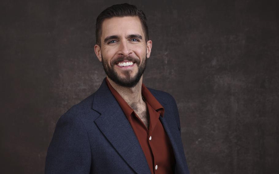 Josh Segarra, a cast member in the Apple TV+ television series “The Big Door Prize,” poses for a portrait during the Winter Television Critics Association Press Tour on Jan. 18 at The Langham Huntington Hotel in Pasadena, Calif. 