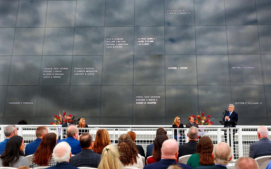 Bob Cabana, Associate Administrator of NASA, delivers remarks during NASA’s Day of Remembrance ceremony, hosted by the Astronauts Memorial Foundation at Kennedy Space Center Visitor Complex on Jan. 26, 2023. The ceremony highlighted the crew of Space Shuttle Columbia STS-107 for the 20th anniversary of the mission disaster that killed seven astronauts on Feb. 1, 2003. 