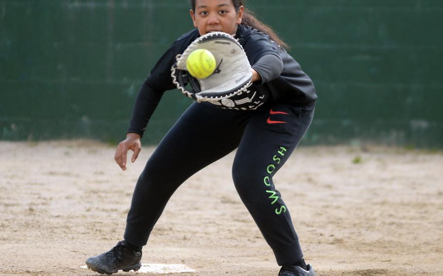 Versatile sophomore Moa Best will try her hand at catching this season for E.J. King's softball team; she's also a skilled tennis player and basketball guard.