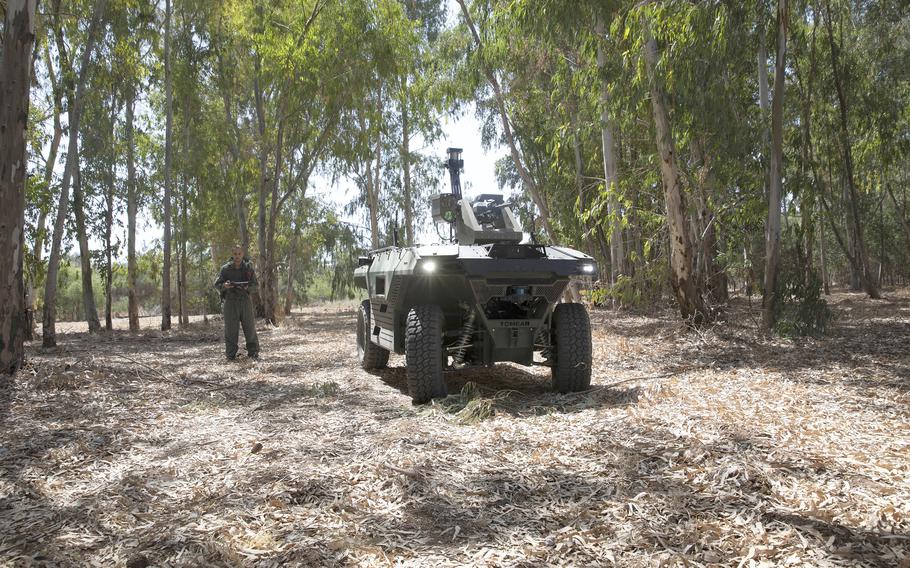 Israel Aerospace Industries' semi-autonomous four-wheel-drive "REX MKII" is seen at an IAI facility near the central Israeli city of Lod, Thursday, Sept. 9, 2021.