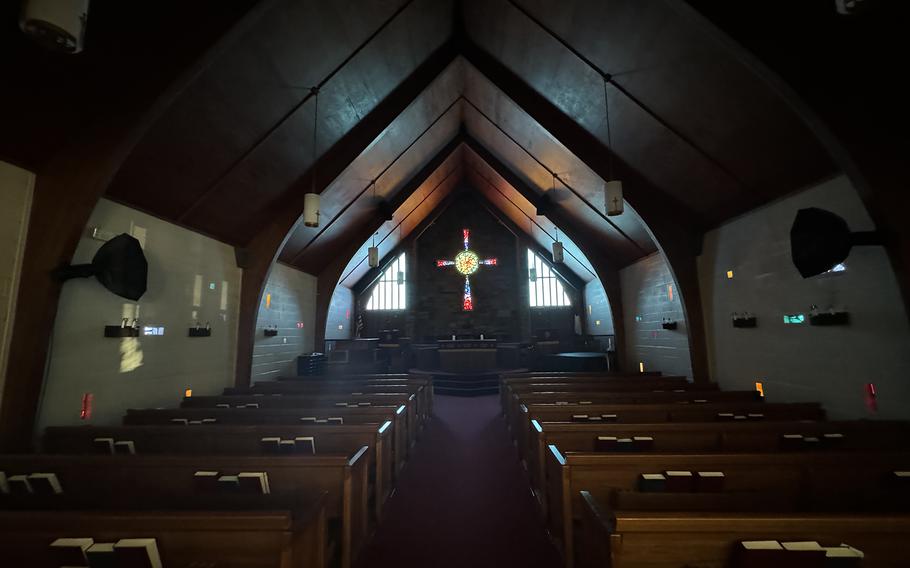 Northwood Presbyterian Church after the conclusion of a Sunday sermon. 