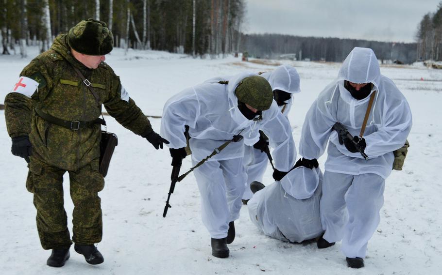Mobilized Russian soldiers train in the Kostroma region of Russia, Nov. 25, 2022. Faced with increasing casualties and few resources for replacement troops, Russian President Vladimir Putin announced in September a partial mobilization of as many as 300,000 reservists to fight in Ukraine. 