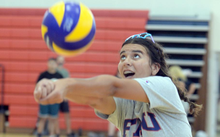 Madalynn Medina is one of eight seniors on an upperclass-heavy Matthew C. Perry volleyball team. Medina moves up from last year's JV.