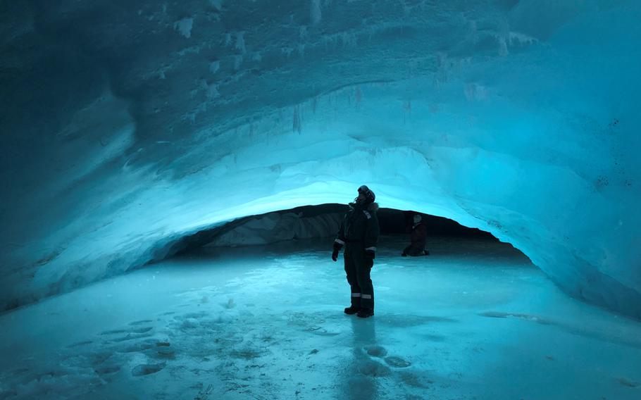 Glacier cave on Svalbard, Norway.