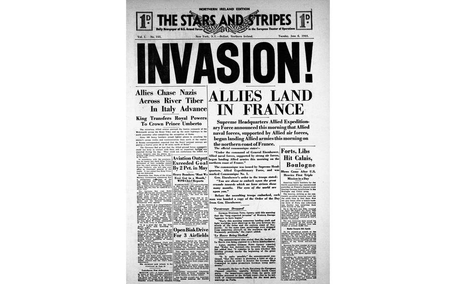 Front page of the Northern Ireland edition announcing D-Day