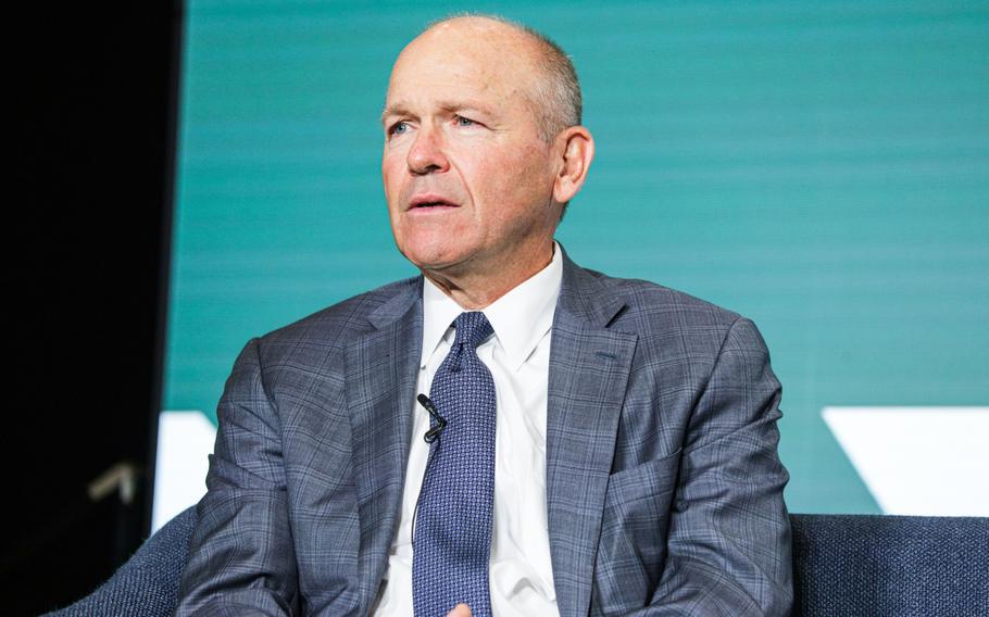 David Calhoun, president and chief executive officer of the Boeing Co., during the U.S. Chamber of Commerce’s Global Aerospace Summit in Washington, D.C., U.S., on Thursday, Sept. 15, 2022.