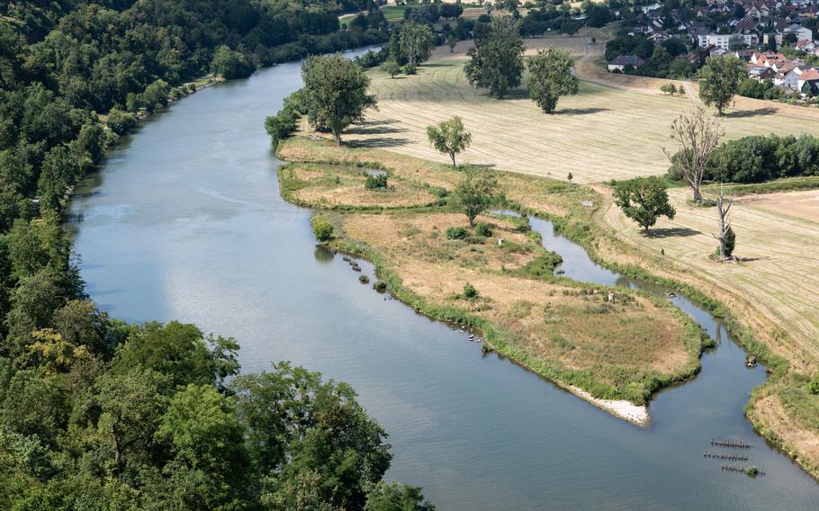 A section of the Neckar River in the German state of Baden-Wuerttemberg, July 6, 2023.