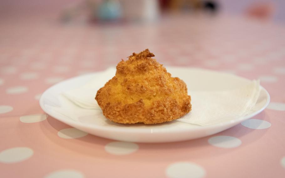 A coconut macaroon at K-Town Cupcakes, in Kaiserslautern, Germany.