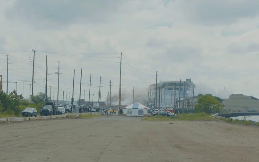 The former Military Ocean Terminal at Bayonne in New Jersey was demolished Sunday, Aug. 8, 2021, to make way for a UPS distribution center.