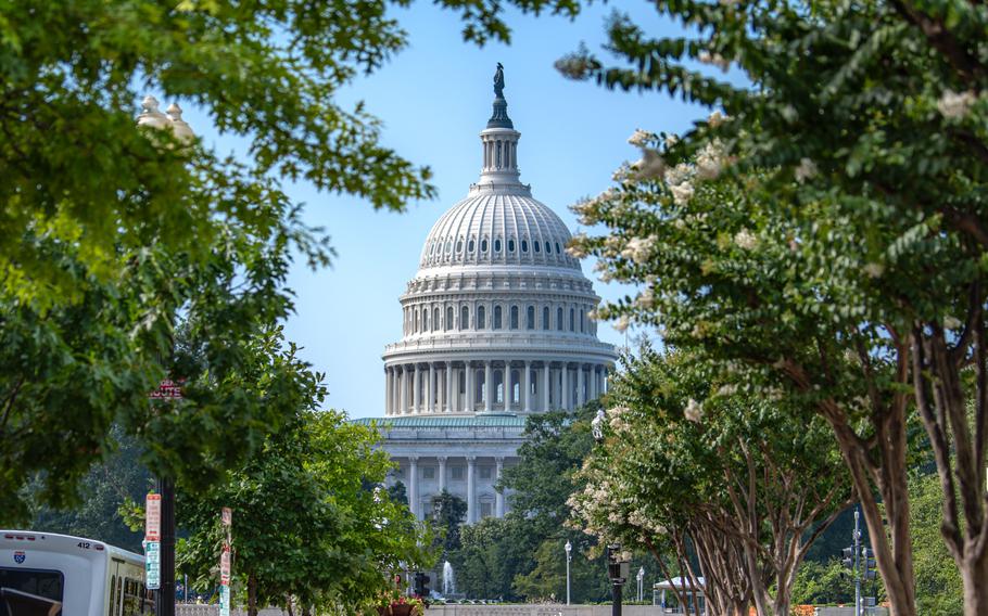 The U.S. Capitol is seen July 13, 2023, in Washington, D.C. Leaders from veterans organizations speaking at a Brookings Institution event Monday, Nov. 6, 2023, said many veterans are interested in finding ways to continue serving their country as civilians. 