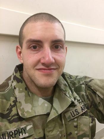 Josh Murphy takes a selfie at Fort Benning, Ga., shortly before he was sent home by the Army for leg swelling linked to his former obesity. He has since hiked the Pacific Crest Trial and says he hasn’t had any issues related to the swelling.