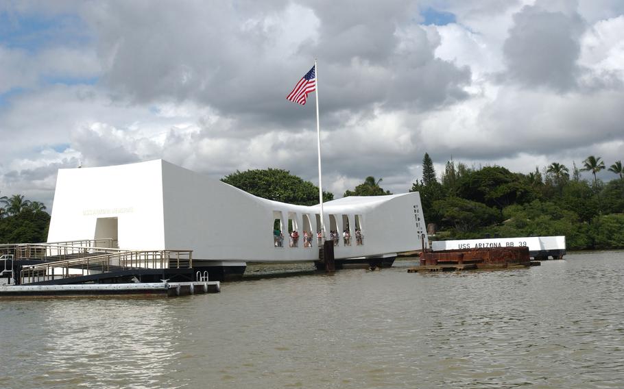 The USS Arizona Memorial on December 5, 2003, at Pearl Harbor in Honolulu, Hawaii. 