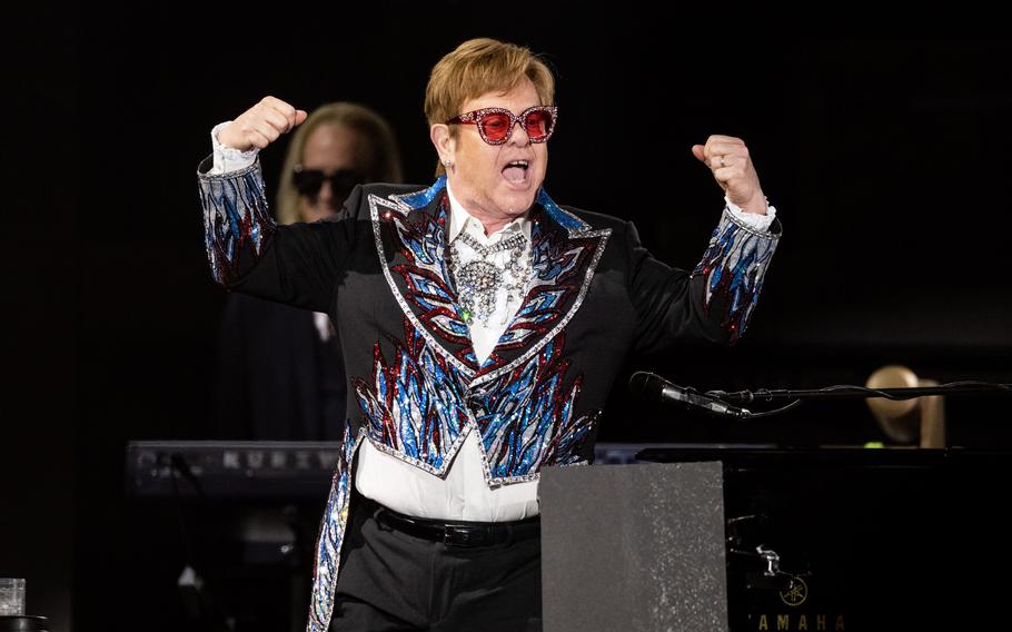 Elton John, shown Nov. 17 at Dodger Stadium in Los Angeles, continues his Farewell Yellow Brick Road tour in 2023, including stops in May in Hamburg and Berlin.