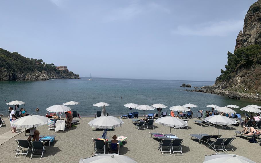 Negombo Park on the island of Ischia near Naples, Italy, offers a private beach on San Montano Bay.