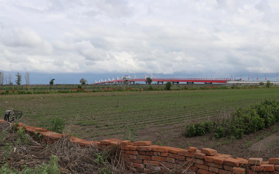 The first highway bridge between Russia and China, seen from Heihe, China on June 16, 2022. The bridge was opened on June 10, 2022, after a more than two-year delay. 