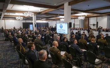 Defense officials attend talks on military cooperation during the Ukraine Defense Contact Group meeting Sept. 19, 2023, at Ramstein Air Base in Germany.