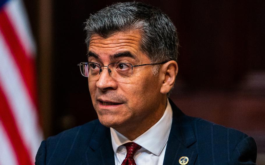 Health and Human Services Secretary Xavier Becerra attends a meeting at the White House in August. 