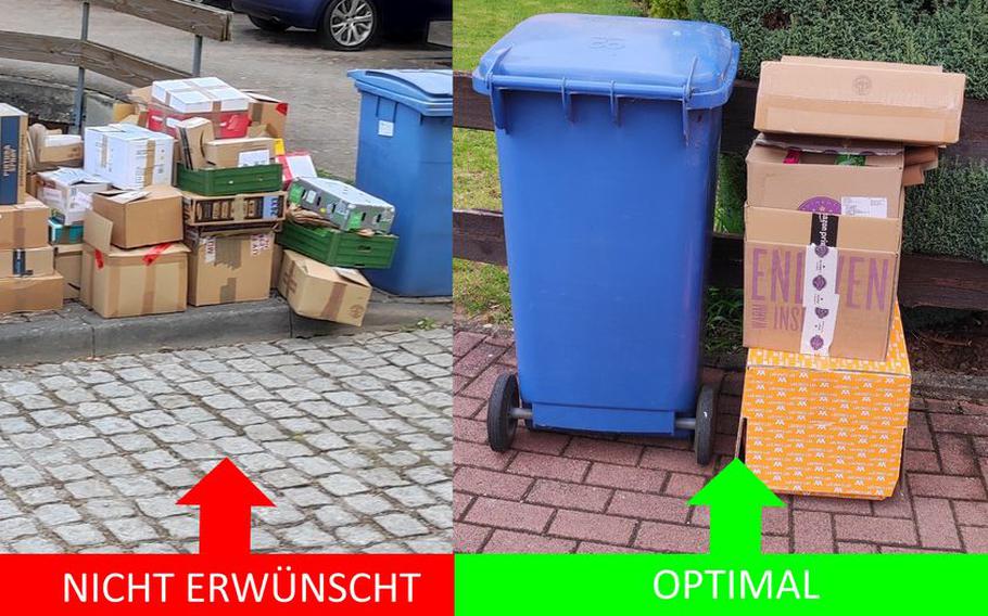 Due to a flood of paper, cardboard and carton waste, collection vehicles in the district have been unable to pick up all items, and residents are advised to limit extra waste to the size of a paper bin or use recycling centers.