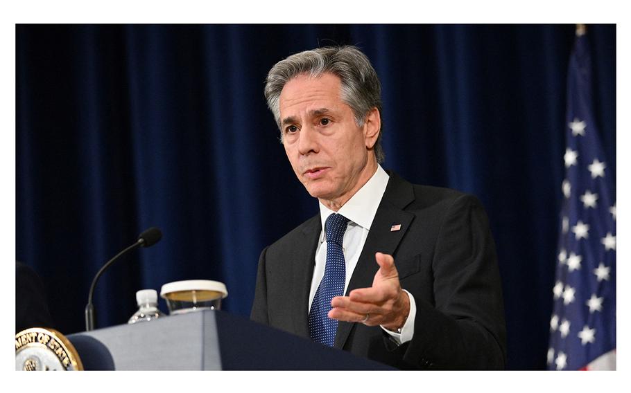 U.S. Secretary of State Antony Blinken speaks during a briefing at the State Department in Washington, D.C., on Jan. 29, 2024. 